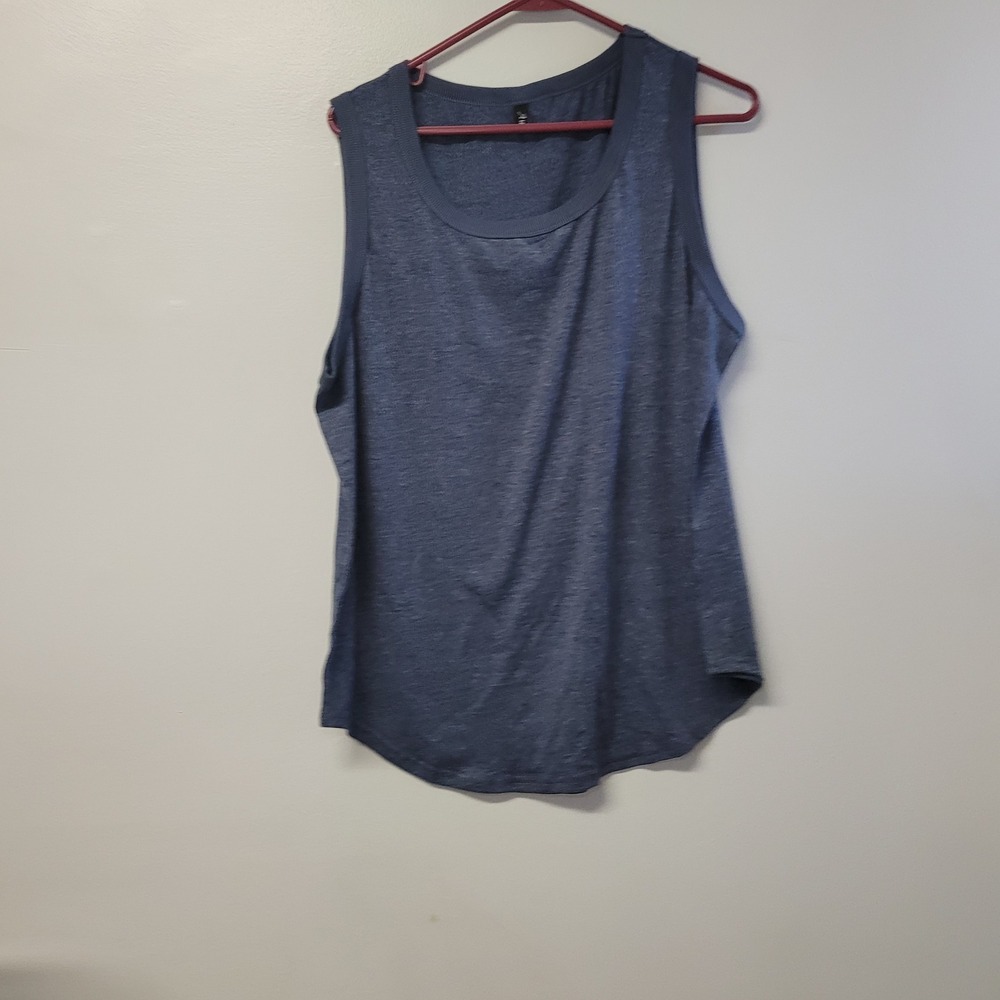 Automet Womens Sleeveless Tank Top Heather Blue Scoop Neck Casual Shirt